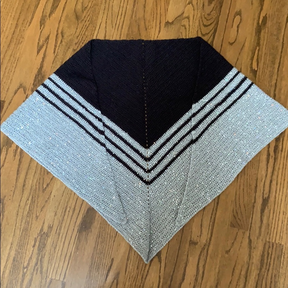 Crochet black and silver sparkly shawl